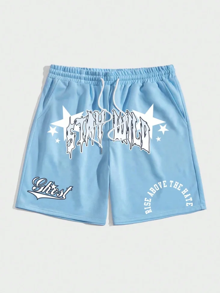 

Мужские трендовые шорты с буквенным принтом для фитнеса, пляжа, повседневного повседневного спортивного стиля, дышащие, быстросохнущие, впитывающие пот мужские шорты