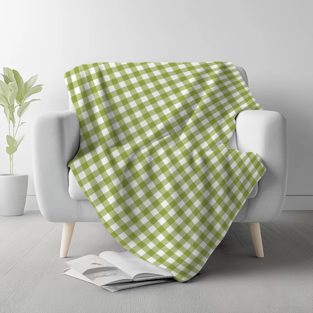 Flannel Blanket Queen Size for Couch Sofa BedBuffalo Plaid Decor Green and White Checkered Blanket Cozy Fuzzy Soft Lightweight