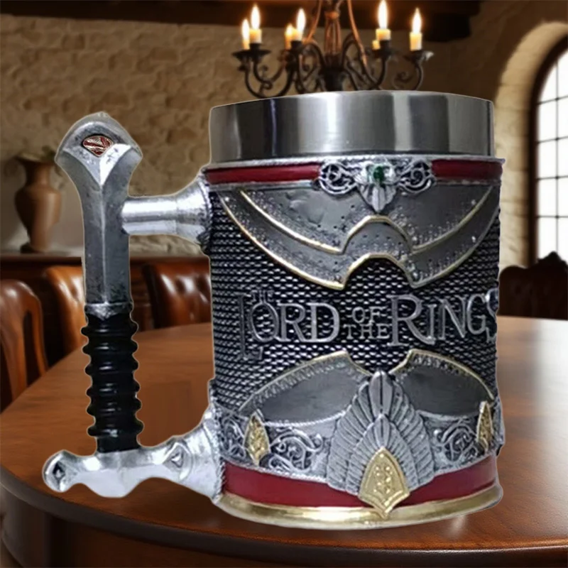 Stainless Steel Handle Home Office Party Cup Decorations Crafts Strange Retro Pirate Swordsman Coffee Beer Mug Medieval Warrior