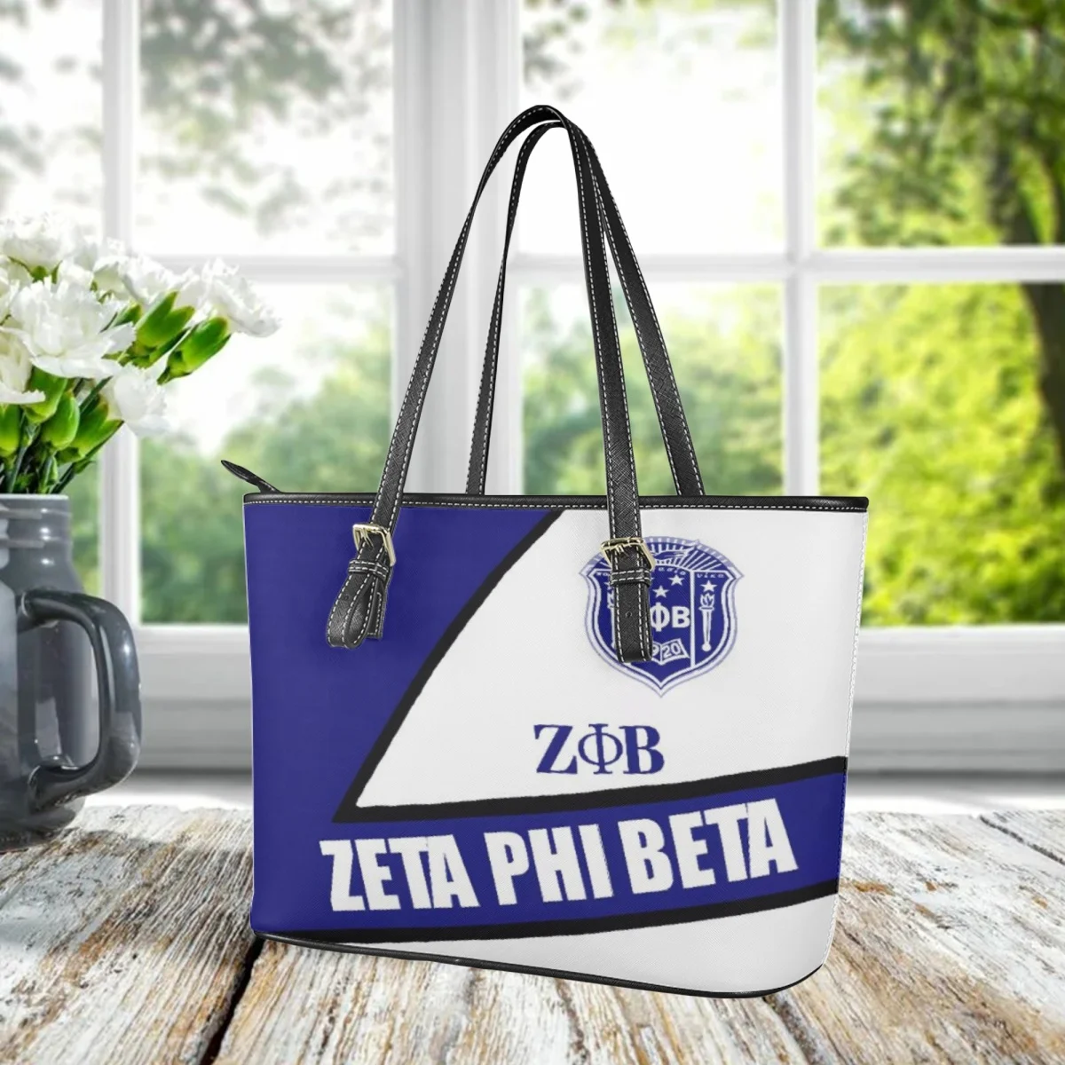 Zeta Phi Beta Top Handle PU Leather Messenger Bag Sorority Gift High Quality Large Capacity Shoulder Totes Female Cross Body Bag