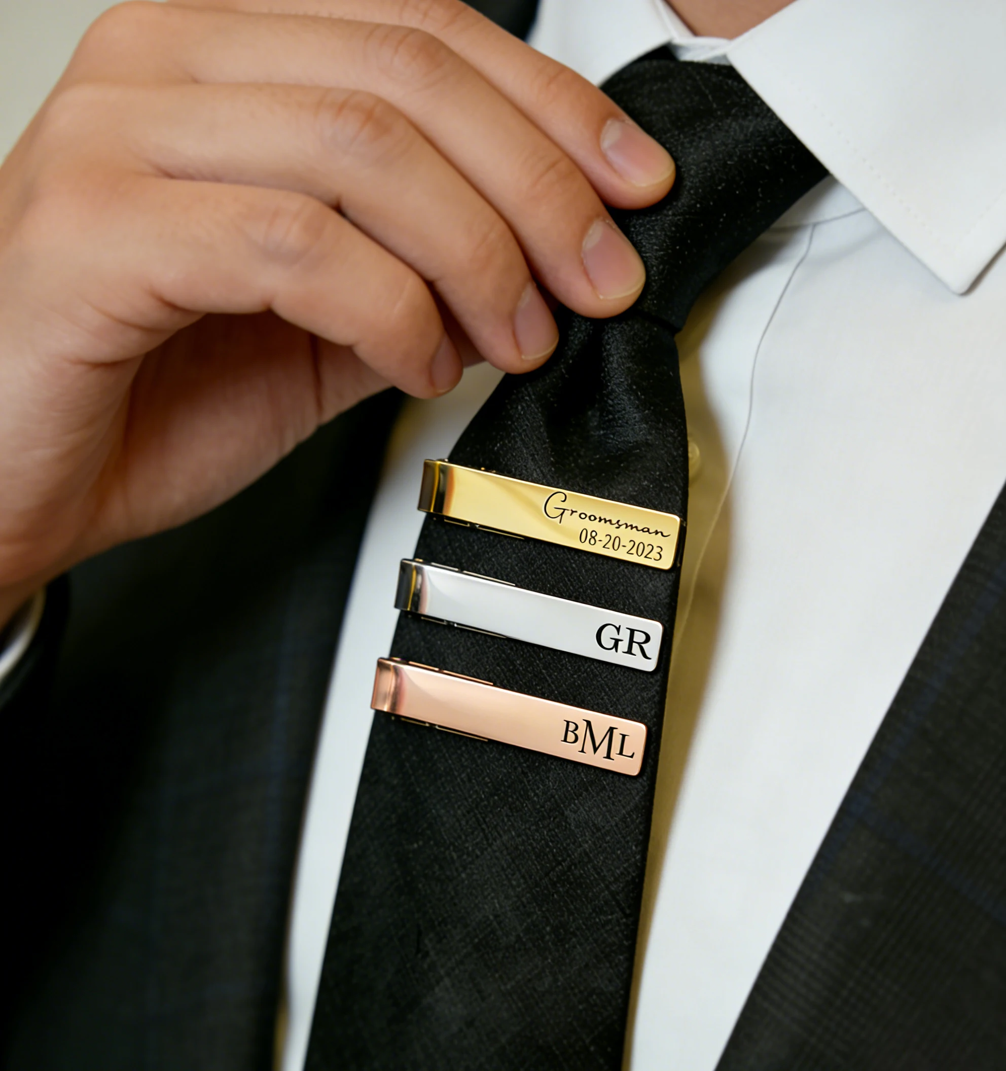 

Персонализированный гравированный зажим для галстука с именем, мужской, из нержавеющей стали, с индивидуальным логотипом, деловой повседневный зажим для галстука, подарок на День святого Валентина для него