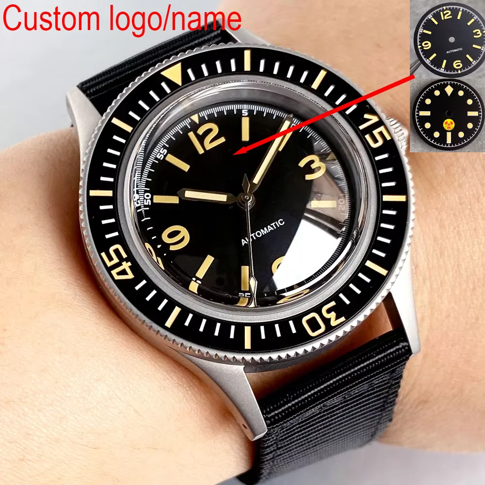 

Custom Tandorio 40mm NH35A PT5000 50-Fathoms Retro Sapphrie Crystal Glass 200m Waterproof Green lume Dial Autoamtic Watch