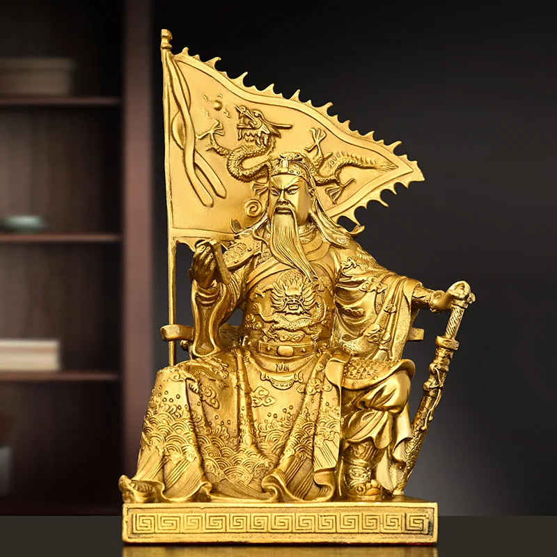 Pure Copper Reading Guan Gong Decoration Zhongyi Spring and Autumn Guan Gong Home Living Room Shop Statue Guan Ping Zhou Cang Gu