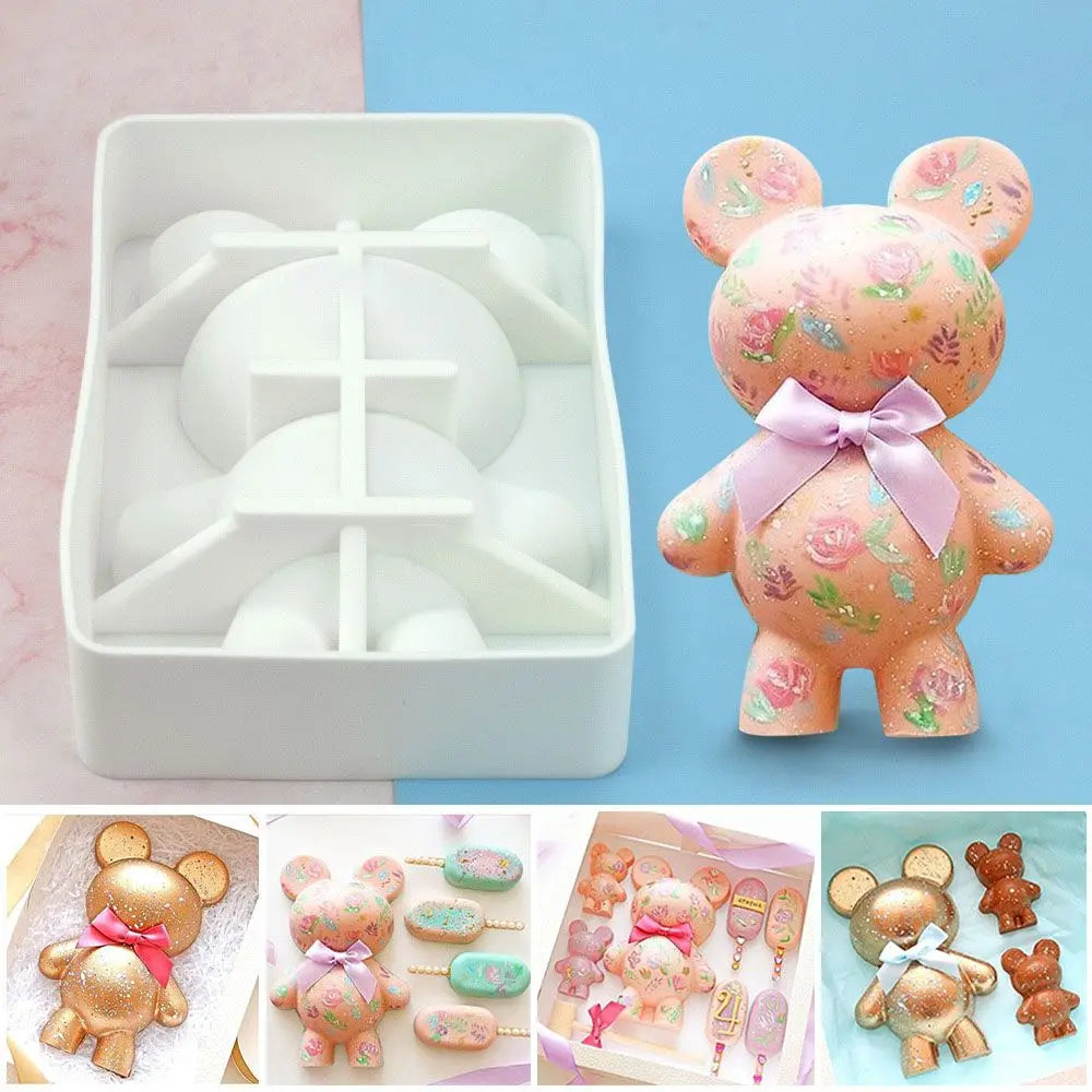 

Handmade Epoxy Resin Cake Mold 3D Bear Chocolate Mold Breakable Silicone Mold Large Size