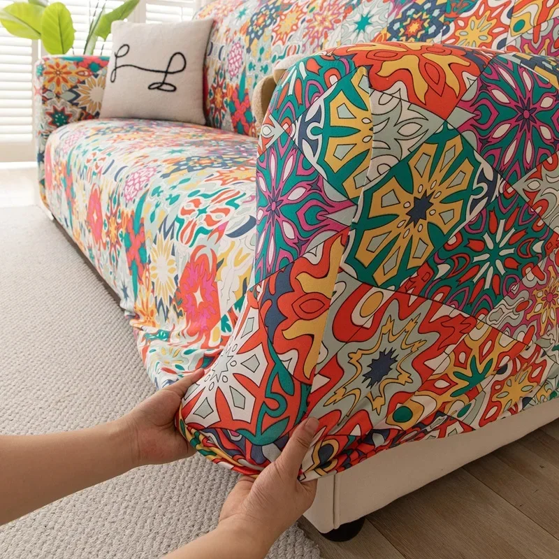 American Printed Elastic Sofa Cover All Inclusive Stretch Couch Slipcover for Four Seasons Soft Couch Cushion for Living Room