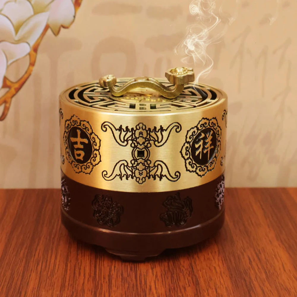 

Copper auspicious incense burner, Household indoor coil incense box, Brass aroma burner, Home aromatherapy ornament