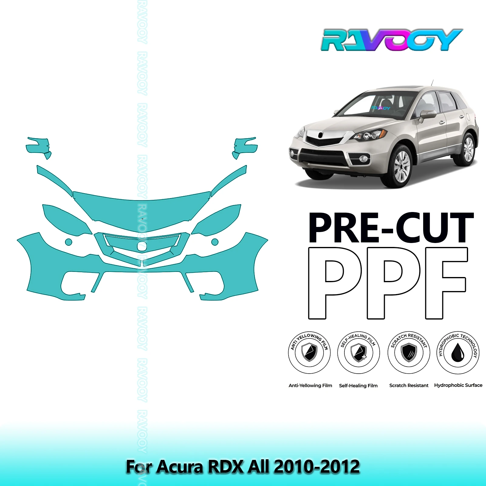 For Acura RDX All 2010-2012 Partial Front Pre-Cut Paint Protection Film PPF Clear Bra Kit | Clear / Matte / Black Finish Options