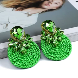 Luxury Quality Ethnic Style Cotton Weave Round Big Dangle Drop Earrings For Women Trend Charm Bride Simple Pendant Jewelry Gift