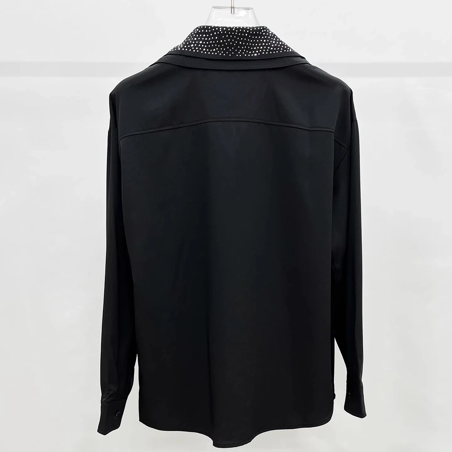 2025 الصناعة الثقيلة حجر الراين طوق الربط قميص الرجال أداء الموضة فستان قميص شخصي العصرية الشارع الشهير القمصان #4