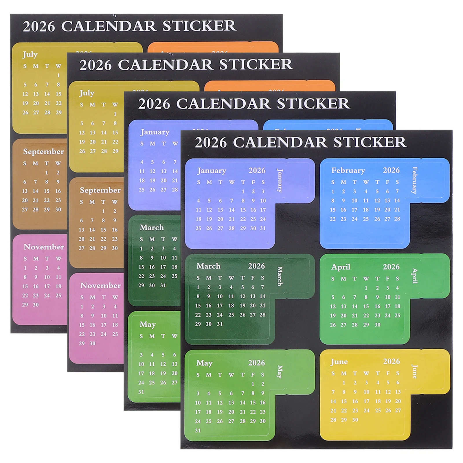 

2Set 2026 Calendar Stickers Monthly Self-Adhesive Tabs for Planners Notebooks Diaries Scrapbooks Index Labels Decorative