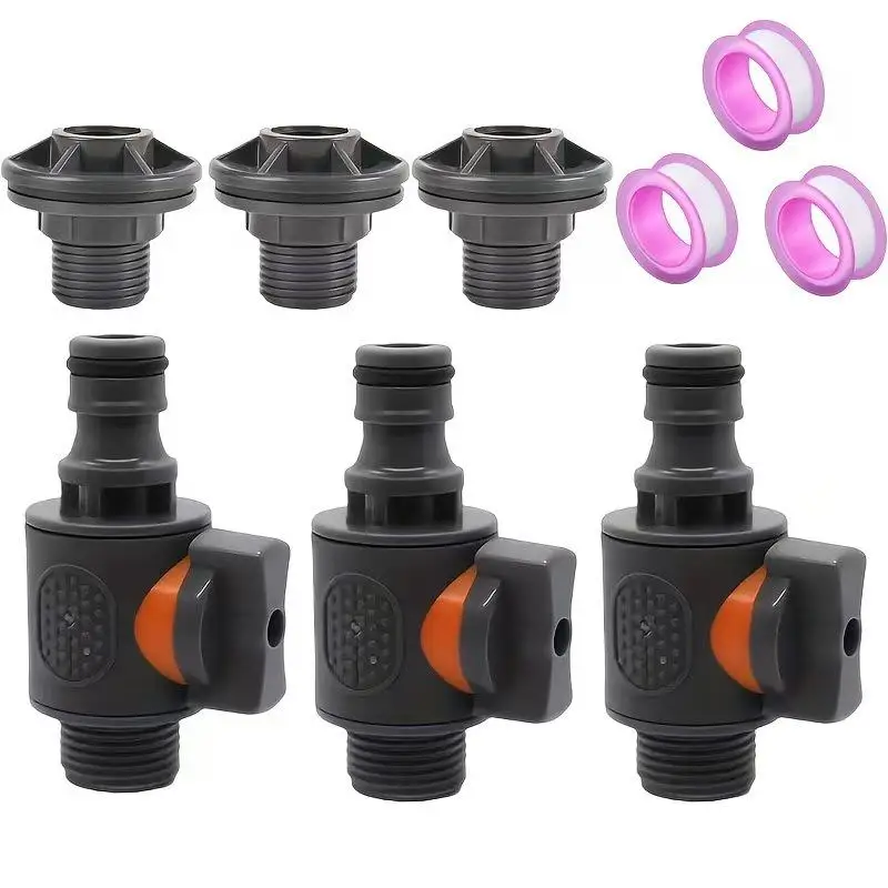 PVC Water Tank Straight Valve Nipple Quick Stop Connector Rubber Coated Adapter Matching Pink Tape Plumbing