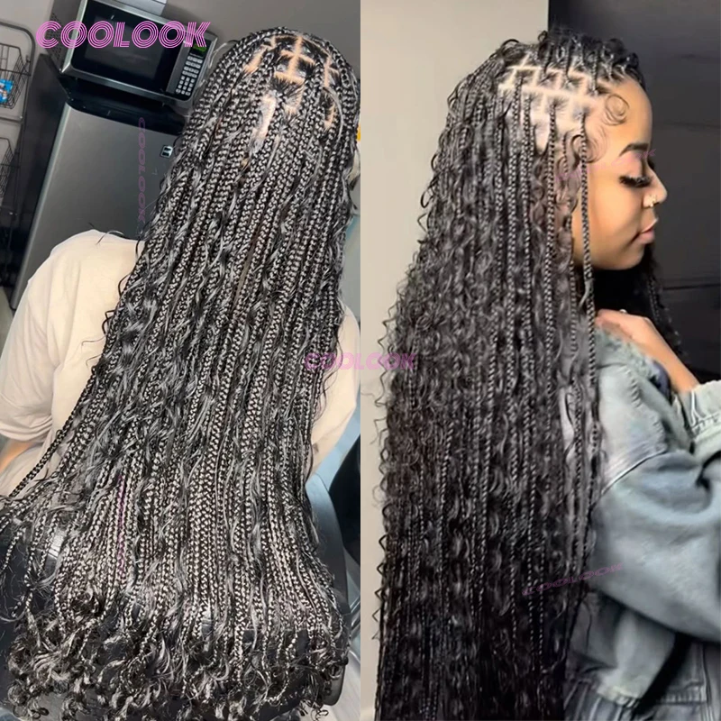 

Несколько качественных вариантов синтетических богемных париков с косами для чернокожих женщин, плетеные парики без узлов в коробке