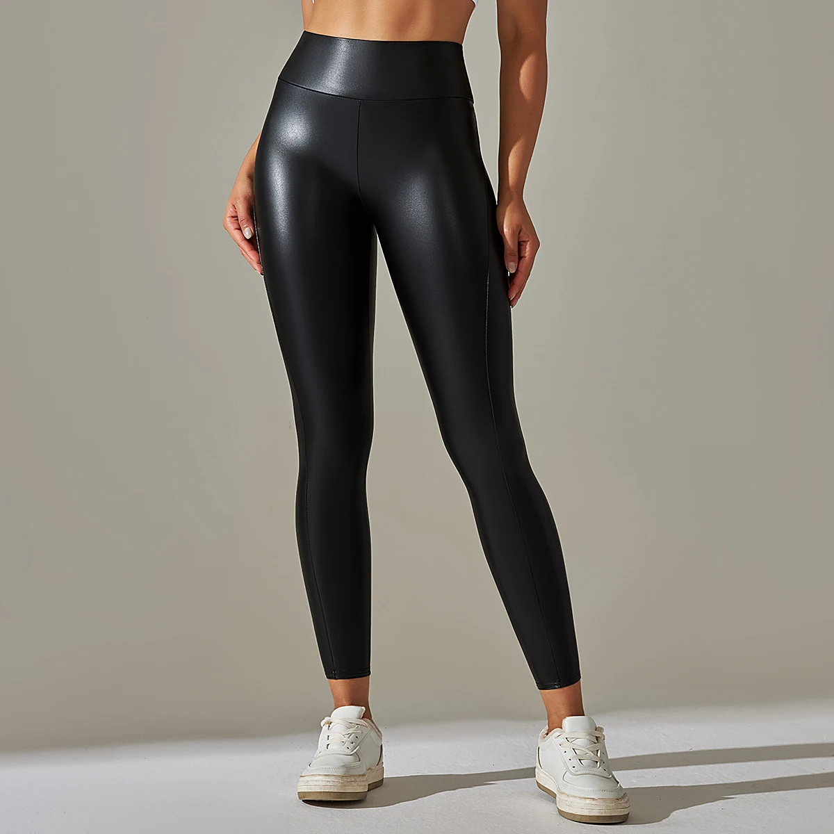 Women PU Leather Yoga Pants Solid Black Sports Pants Hips Push Up Gym Leggings Pencil Pants High Waist Leggings New Casual Pants