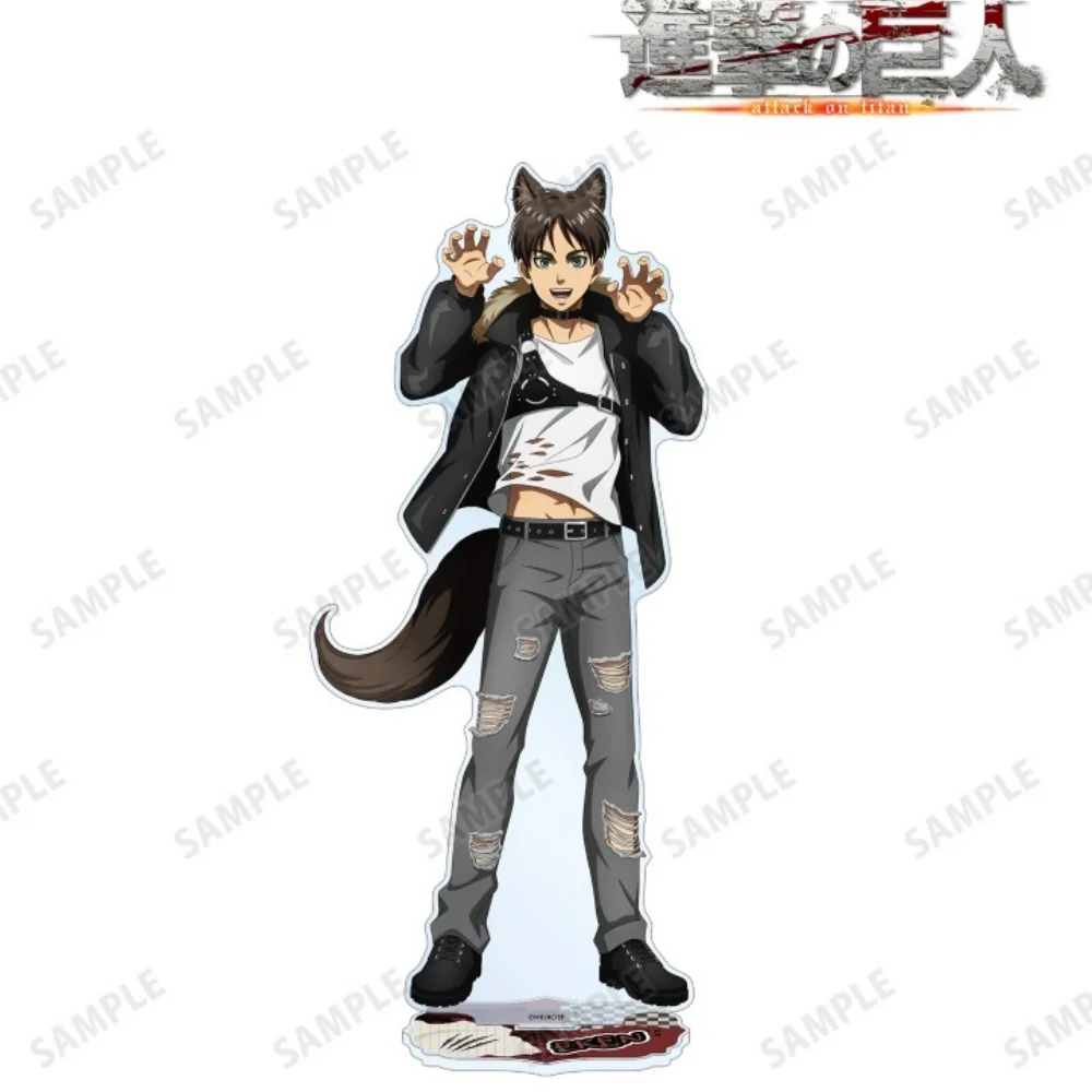 Eren Levi Anime Acrylic Stand 15cm Attack on Titan AOT Erwin Hanji Figure Plate Keychain Desk Decor Horse Riding Birthday Gift