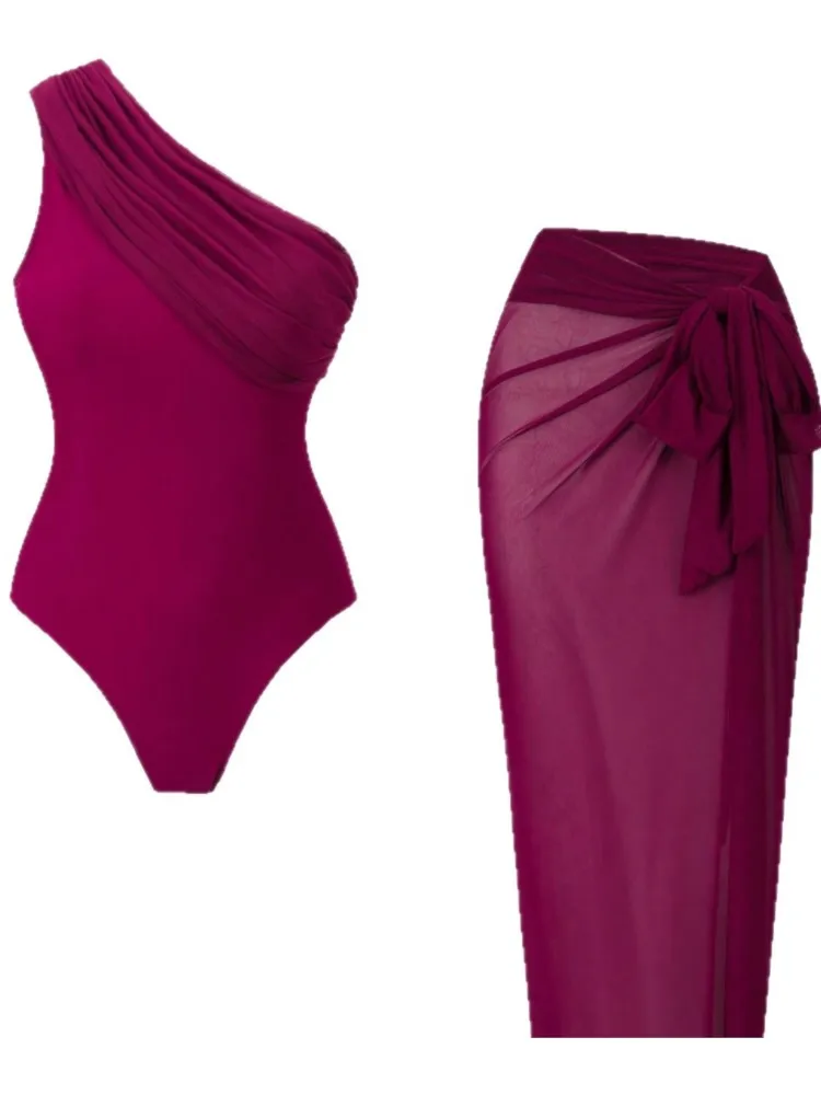 

Retro Bikini Printed Fashion Two Piece Swimsuit And Cover Up With Skirt Tight Women's Bandage Summer Beach Luxury Elegant