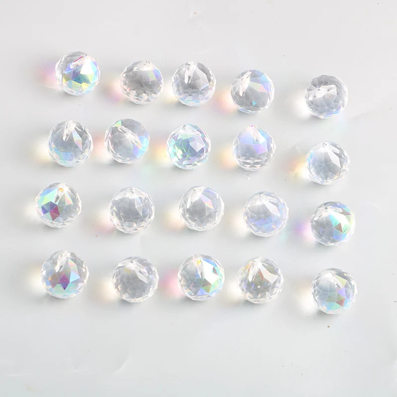 10pcs Clear Faceted Crystal Ball Glass Suncatcher Prisms Pendant Lamp Chandelier Parts Fengshui Lighting Accessories 20/30/40mm