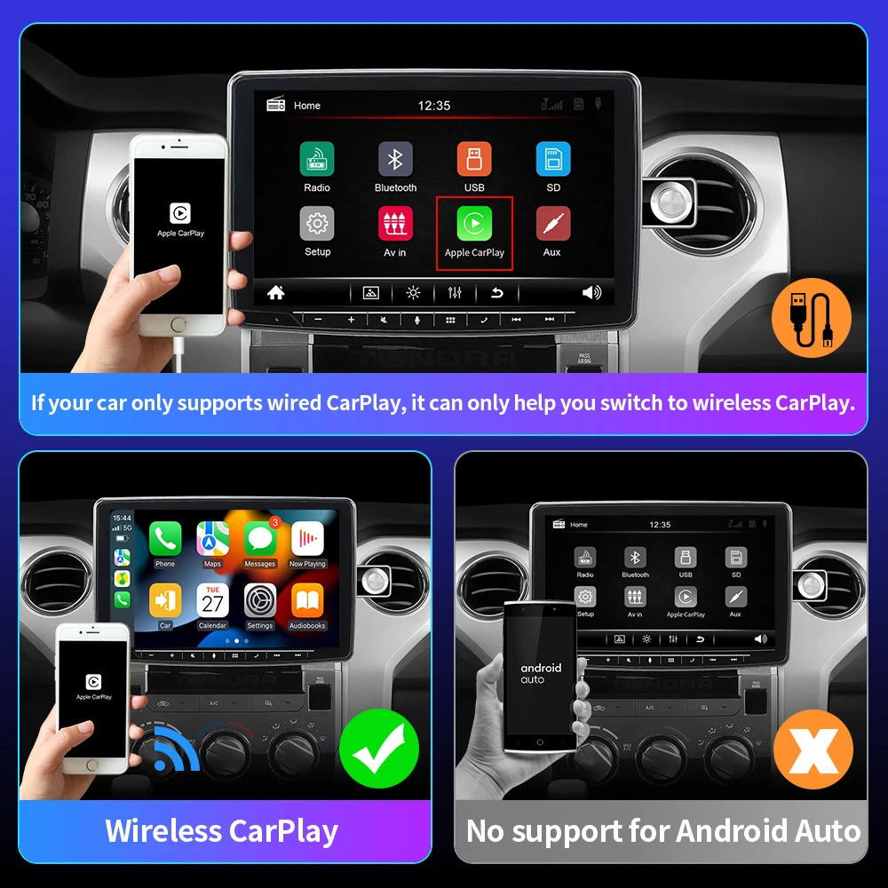 CarPlay kotak Ai USB pintar octa-core, adaptor Carplay nirkabel WiFi, kotak Dongle Multimedia Streaming TV