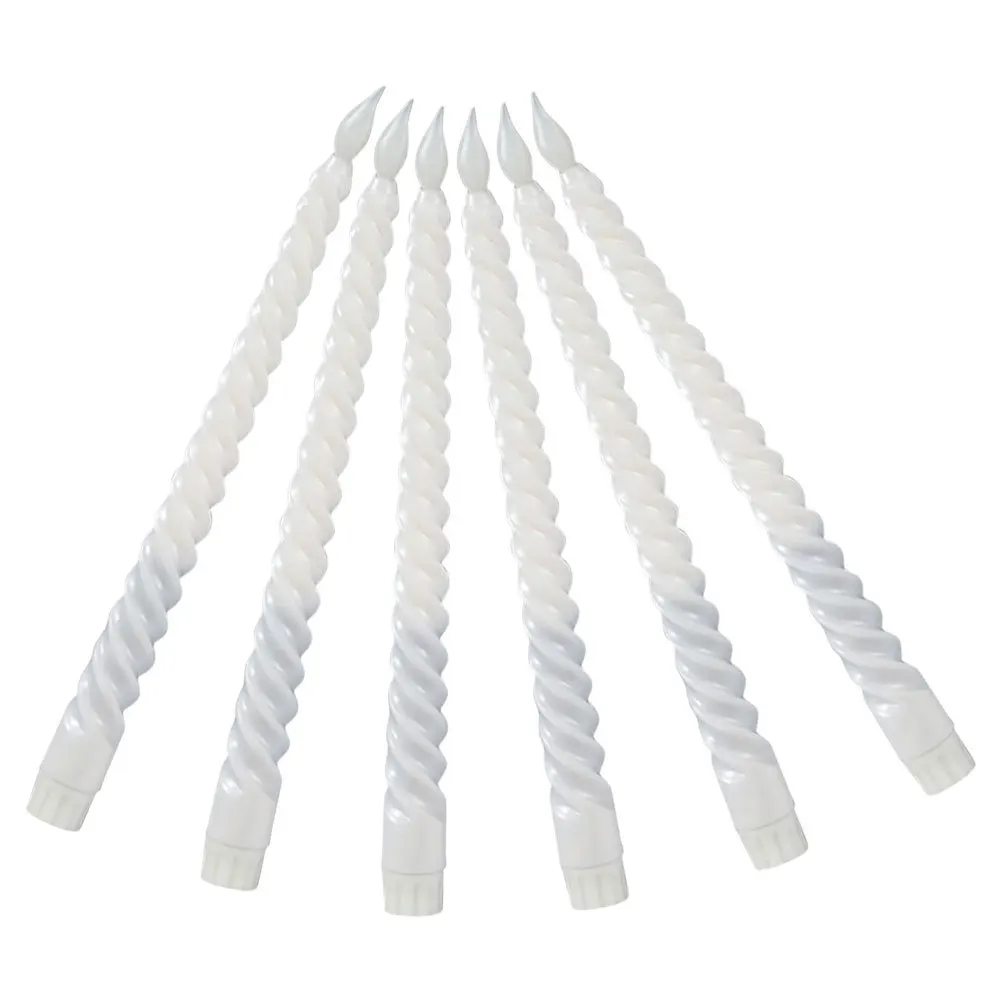 

6Pcs Operated Spiral Flameless Taper Candles LED Lights Elegant Wedding Birthday Home Holiday Party Decorative