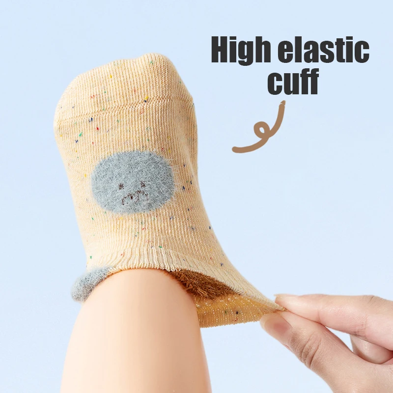 Baby Floor Socks Cartoon Print Non-Slip Sole Kids Socks Soft Cotton Toddler Socks Indoor Learning Walk Socks for Boys Girls