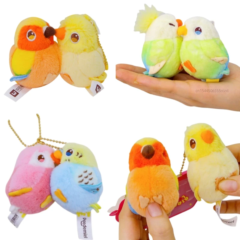 6cm Cute Couple Birds Plush Toy Pentant Two Combination Parrot Plush Toy Home Bag Decor Valentine's Day Gift For Girlfriend
