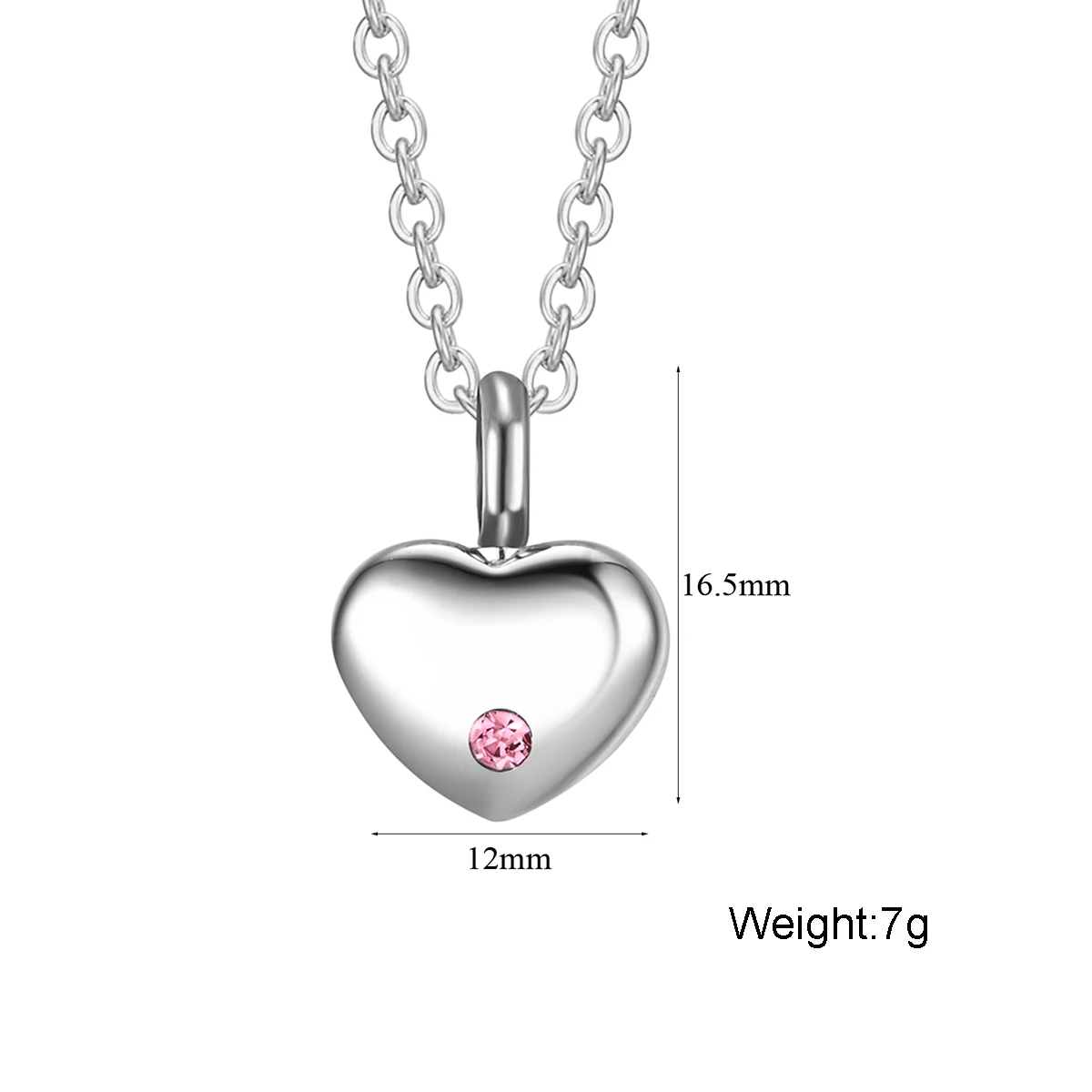 Classic Crystal Mini Heart Cremation Urn Necklace Funnel Fill Kit Keepsake Memorial Ashes Stainless Steel Pendant