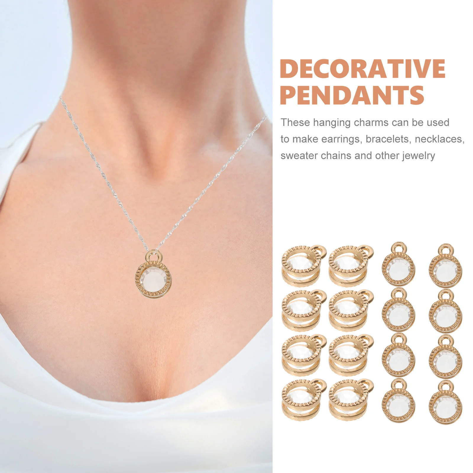 

50Pcs Metal Cubic Zirconia Charm Set Durable Alloy Jewelry Making Findings Necklace Bracelet Pendants DIY Supplies