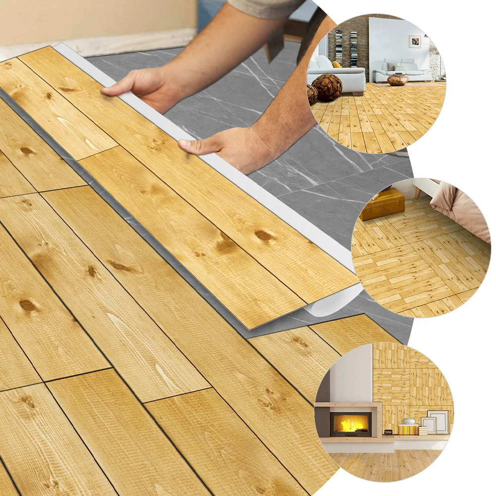 

5 Pcs Flooring Stickers Self Adhesive PVC Material Bedroom Living Room Wood Paper Study Garden Wood Wall Paper Use