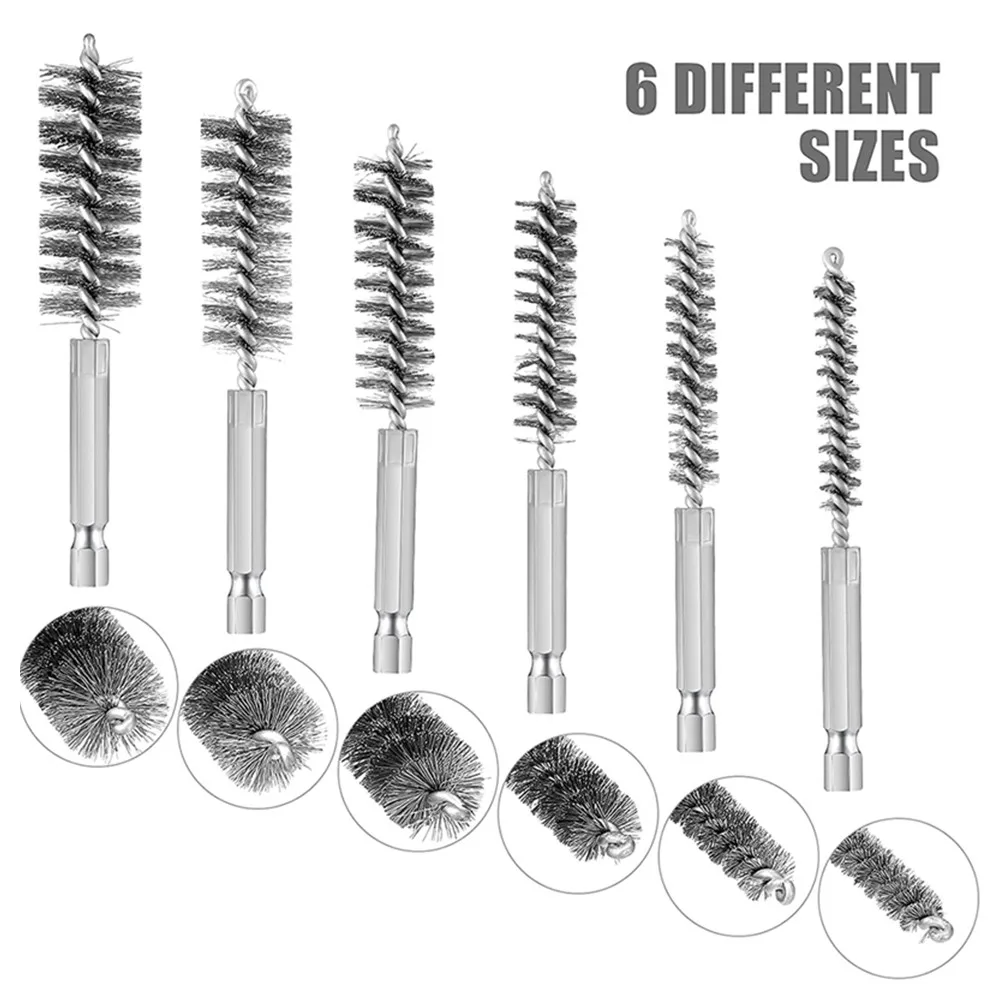 6Pcs Wire Brush For Power Drill Impact Driver Paint/Rust Remover Cleaning Polishing Tool For Machinery Automotive Washing Tool