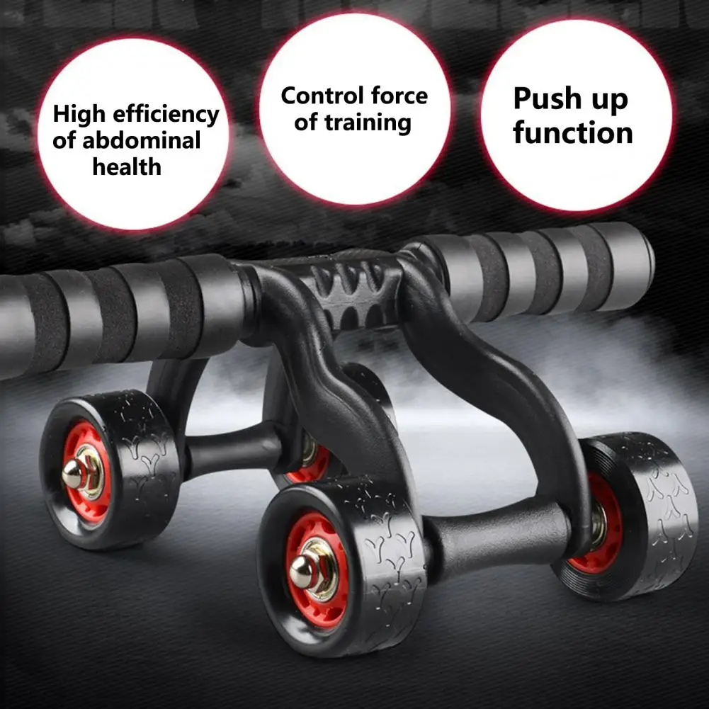 Ab Wheel Roller Stable Ab Training Wheel Simple Operation Strong Grip  Useful Indoor Outdoor 4-Wheeled Ab Muscle Wheel