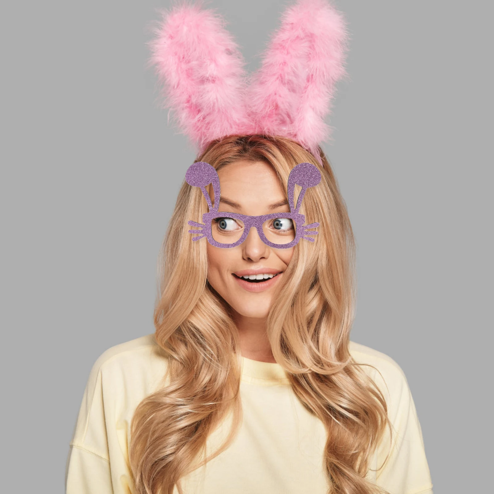 

Easter Bunny Ear Glasses Purple Rabbit Eyewear for Kids Lightweight Non Woven Party Prop Festive Decorative Accessories Birthday