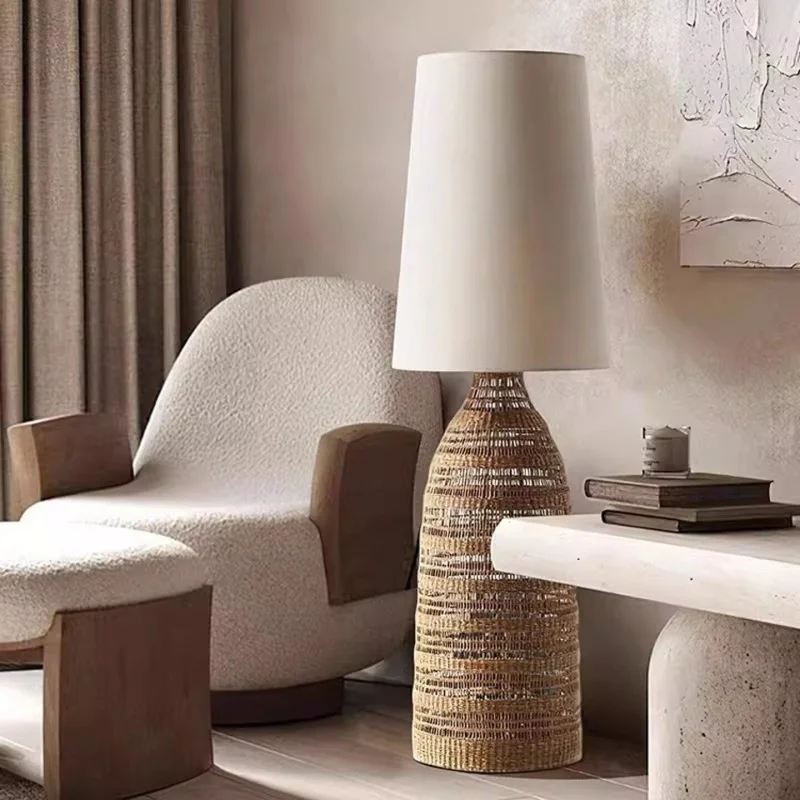 Wabi Sabi Style Artistic Creative Textile Crafts Weave Floor Lamp Used For Living Room Bedroom Study