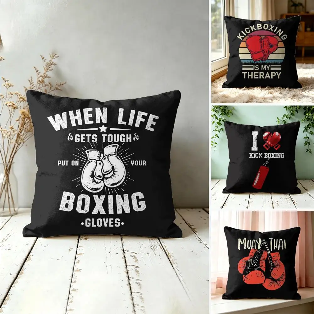 Boxing Gloves Design Cushion Cover Silky Short Plush Invisible Zipper Dustproof Sofa Pillow Case For Home Decor