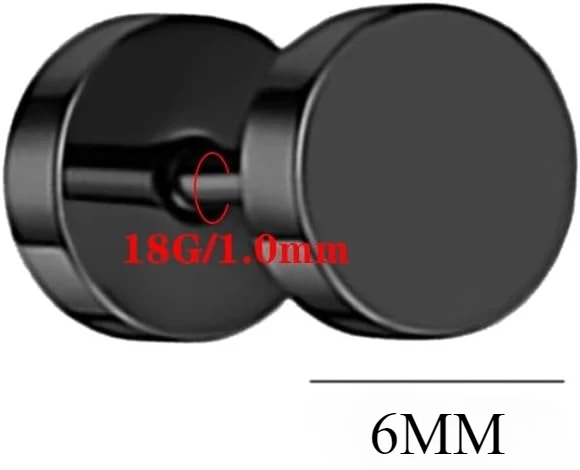 12 Pairs Hypoallergenic Dot Stud Earrings for Men Faux Gauges Ear Tunnel Screw Back round Studs Surgical Steel for Women