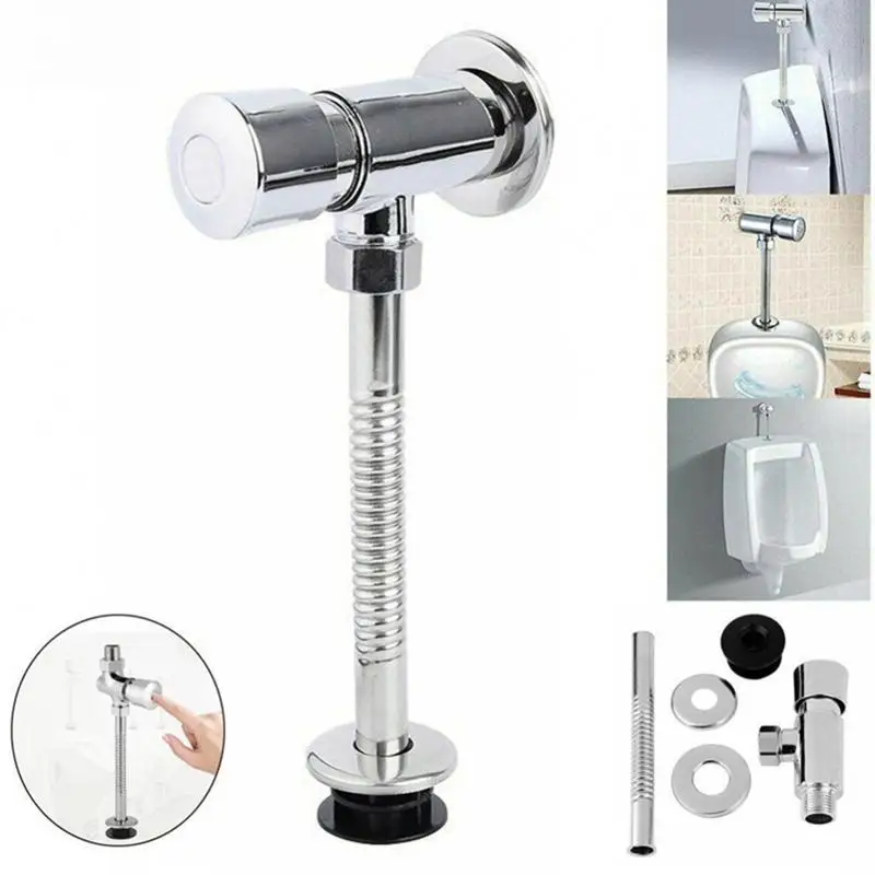 Urinal Toilet Flush Valve Button Type Manual Delay Automatic Shutoff Push Urinal Valve Straight For Public Toilet Bathroom Parts