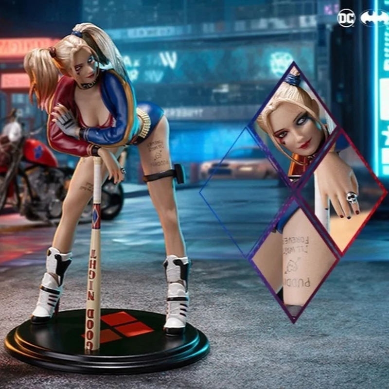 Dc genuino principal Gu Suicide Squad Harleen Quinzel motocicleta figura de acción modelo adornos de mesa coleccionable niño juguete para regalo