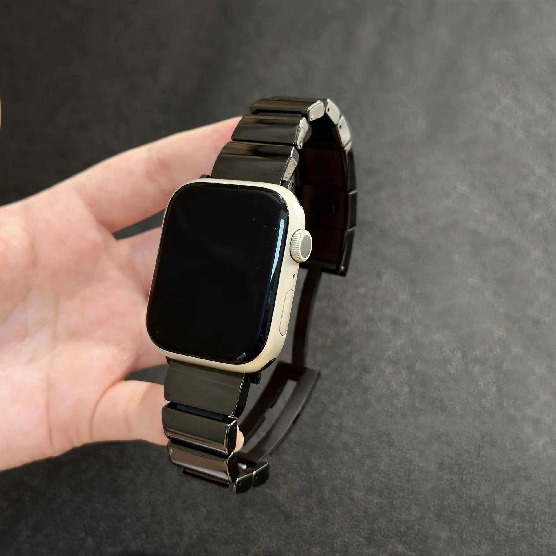 

Luxury Ceramic Strap For Apple Watch Ultra 3 49mm 46mm 45mm 42mm iwatch Series 11 10 9 8 7 6 5 Stainless Steel Buckle Wrist Band