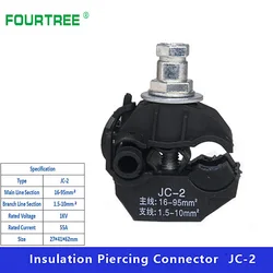 Abrazadera de perforación de aislamiento, Conector de Cable sin pelar, divisor rápido de 1KV, Sección de línea principal de 16-95 mm2, rama de 1,5-10 mm2, 1 JC-2