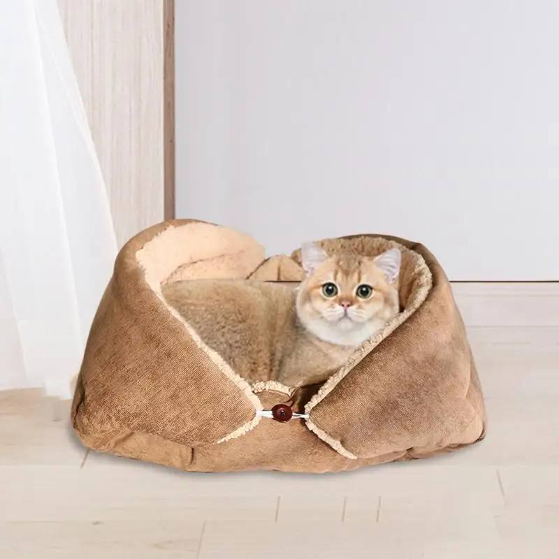 Big Cat Bed Soft Cat Cushion Foldable Sleeping Bag Washable Sleeping Hideaway Indoor Pet Sofas Warm Dog House For Winter Indoor