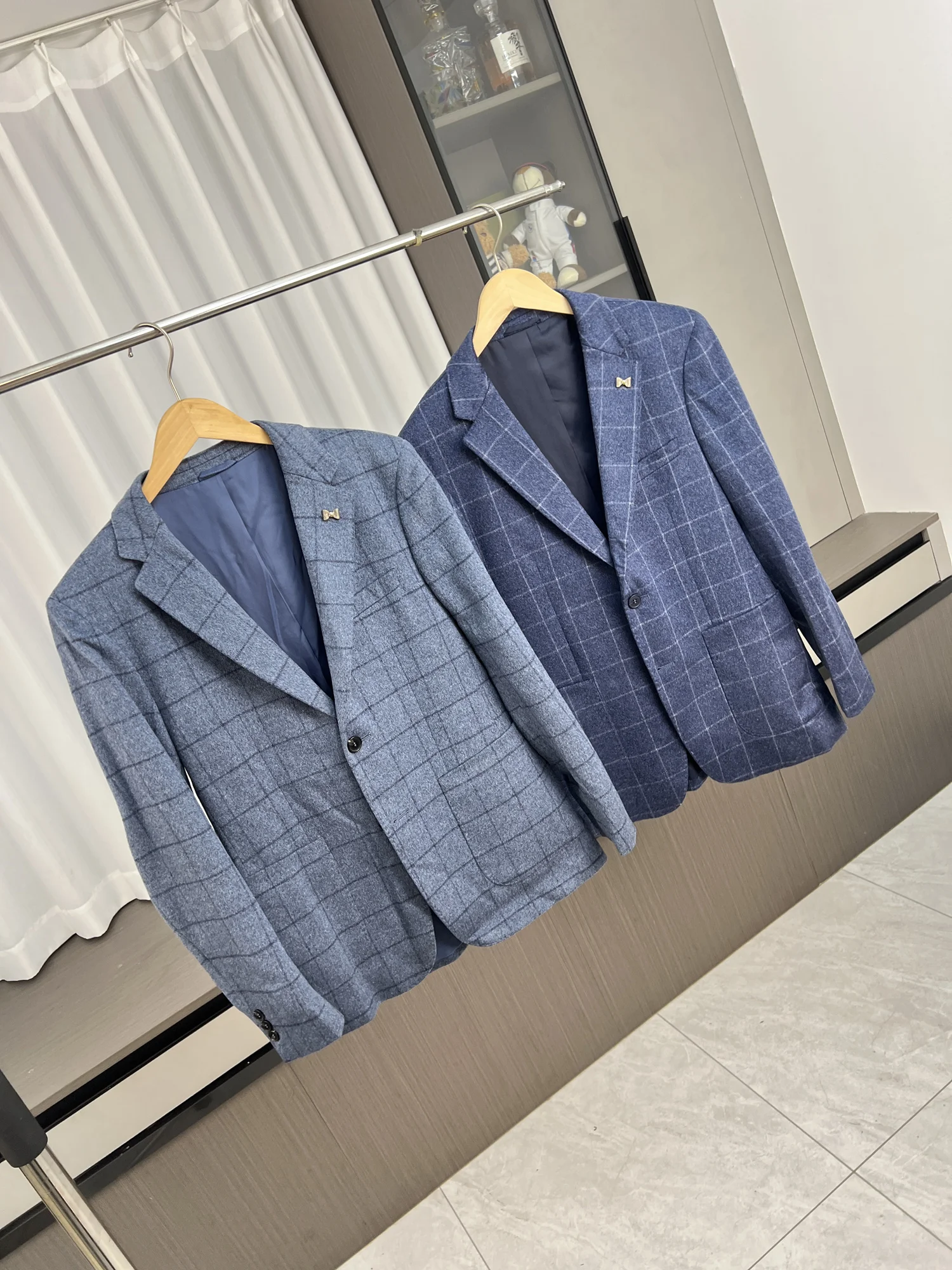 

Fashionable Woolen Checkered Casual Suit Jacket for Men Autumn Winter Commute Versatile Stylish City Style Long Sleeve Coat