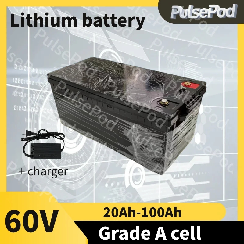 

PulsePod 60V 20Ah 40Ah 50Ah 60Ah 70Ah 100Ah литиевый аккумулятор с BMS 2KW 4KW 5KW для дома на колесах 3000w мотоцикл + зарядное устройство