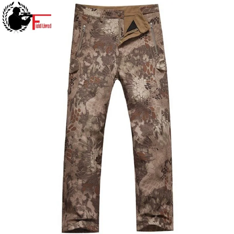 Shark Skin Softshell Tactical Military Camouflage Pant Men Winter Army Waterproof Warm Jogger Camo Fleece Straight Trousers Male