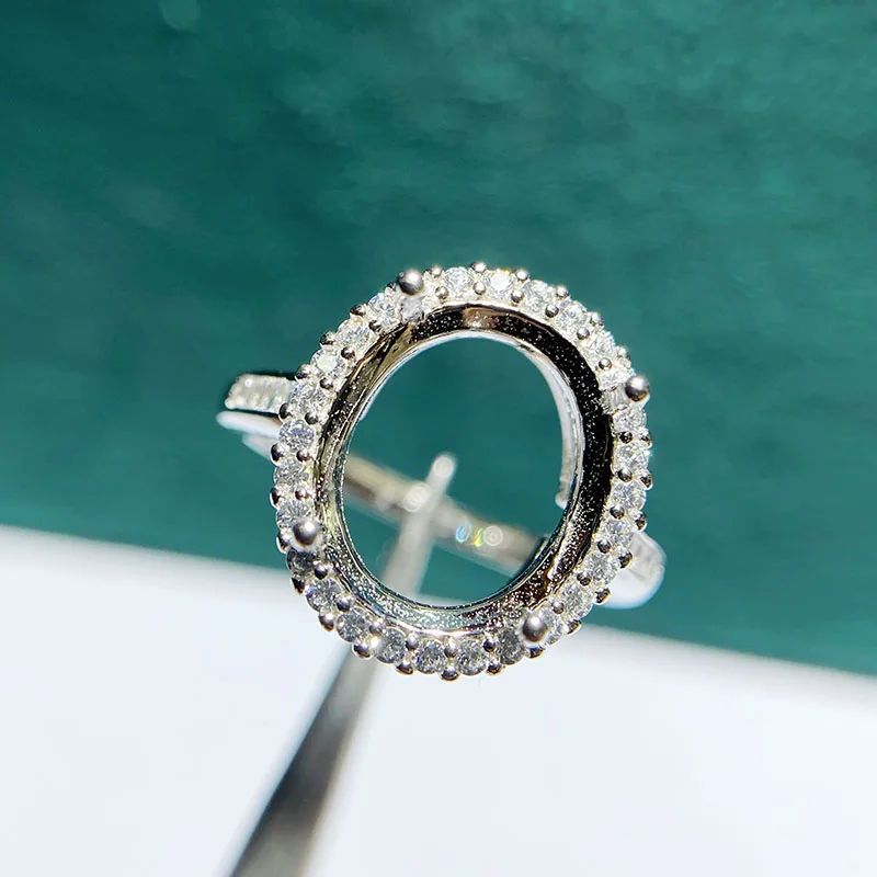 MeiBaPJ-إعداد خاتم فضة إسترليني حقيقي للنساء ، مجوهرات ساحرة رفيعة ، حوامل فارغة تصنعها بنفسك ، الموضة ، 4x6 ، 10x14 ، سبعة أحجام