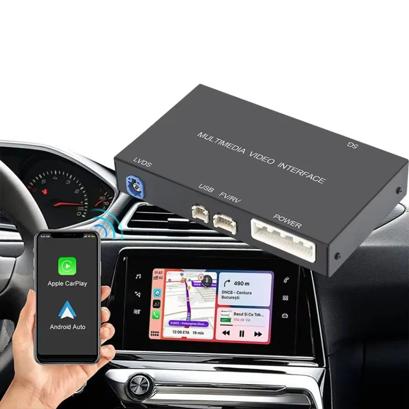 Adaptador Inalámbrico CarPlay Rhythm SMEG/MRN System Smart Box 5G Wifi Plug and Play para Peugeot/Citroën 2011-2018 Mirror Link CarPlay