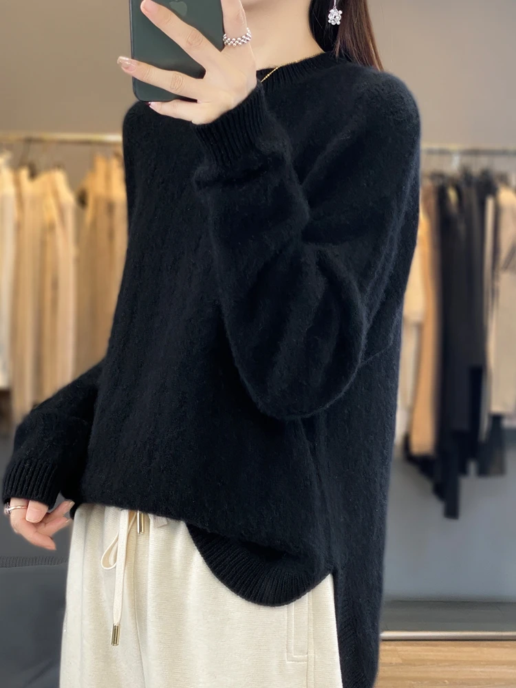 2023 New Autumn Winter Women O-Neck Sweater 100% Merino Wool TwIst Thick High Quality Cashmere Knitted Pullover Korean Fashion