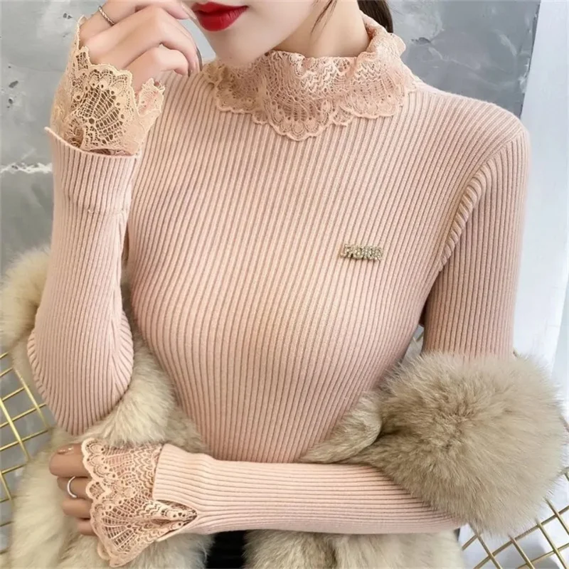 Frauen Pullover Pullover Winter Gestrickte Rollkragen Langarm Schlank Jumper Tops 2025, Damen Casual Shirts Weiche Warme Y2K Kleidung