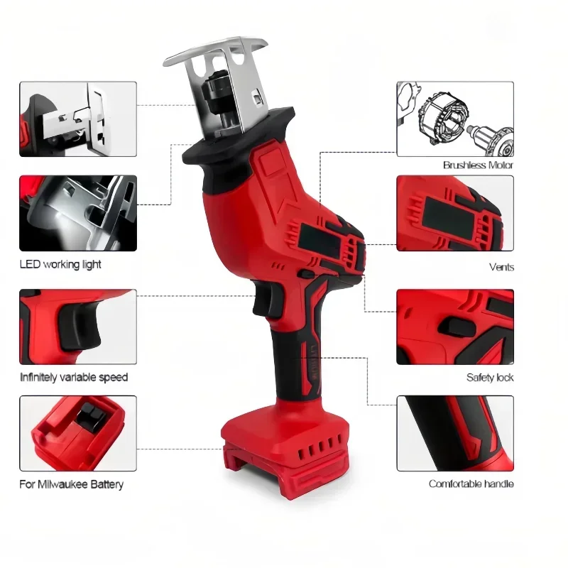 Akumulatorowa piła do cięcia metalu Milwaukee, elektryczna piła szablasta do drewna, elektryczna piła tnąca z akumulatorem M18