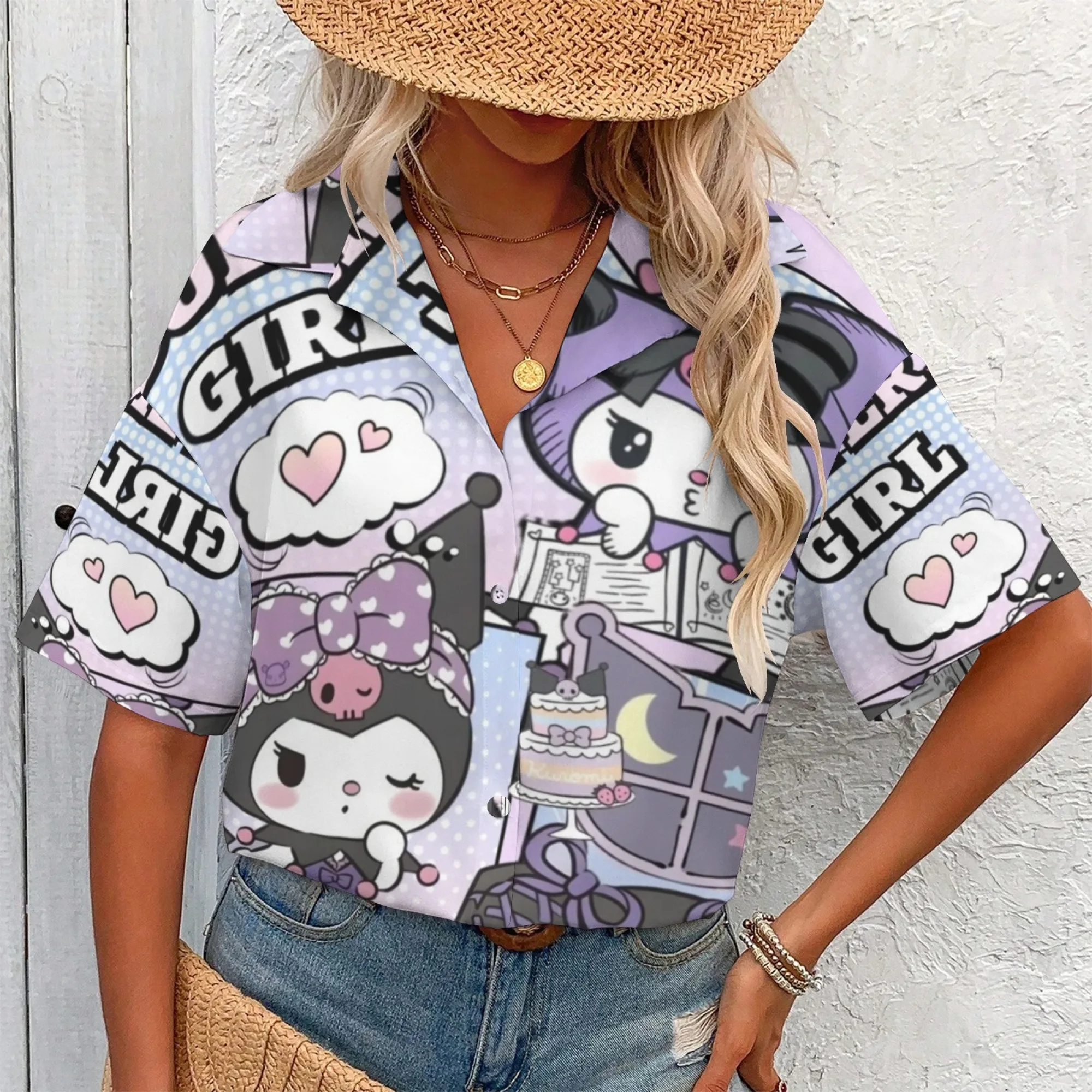 Top Damen Kuromi Shirt Damen Kuromi Shirt That Has a K Koreanische Bewertungen Viele Mädchen Kleidung Damen T-Shirt Damen Kleidung Y2k Mann