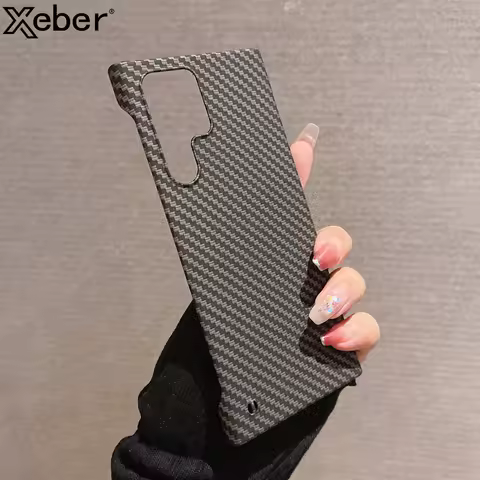 Frameless Carbon Fiber Pattern Phone Case For Samsung Galaxy S24 S23 S22 S21 Ultra Plus Note 20 10 Slim Shockproof Cover Capa