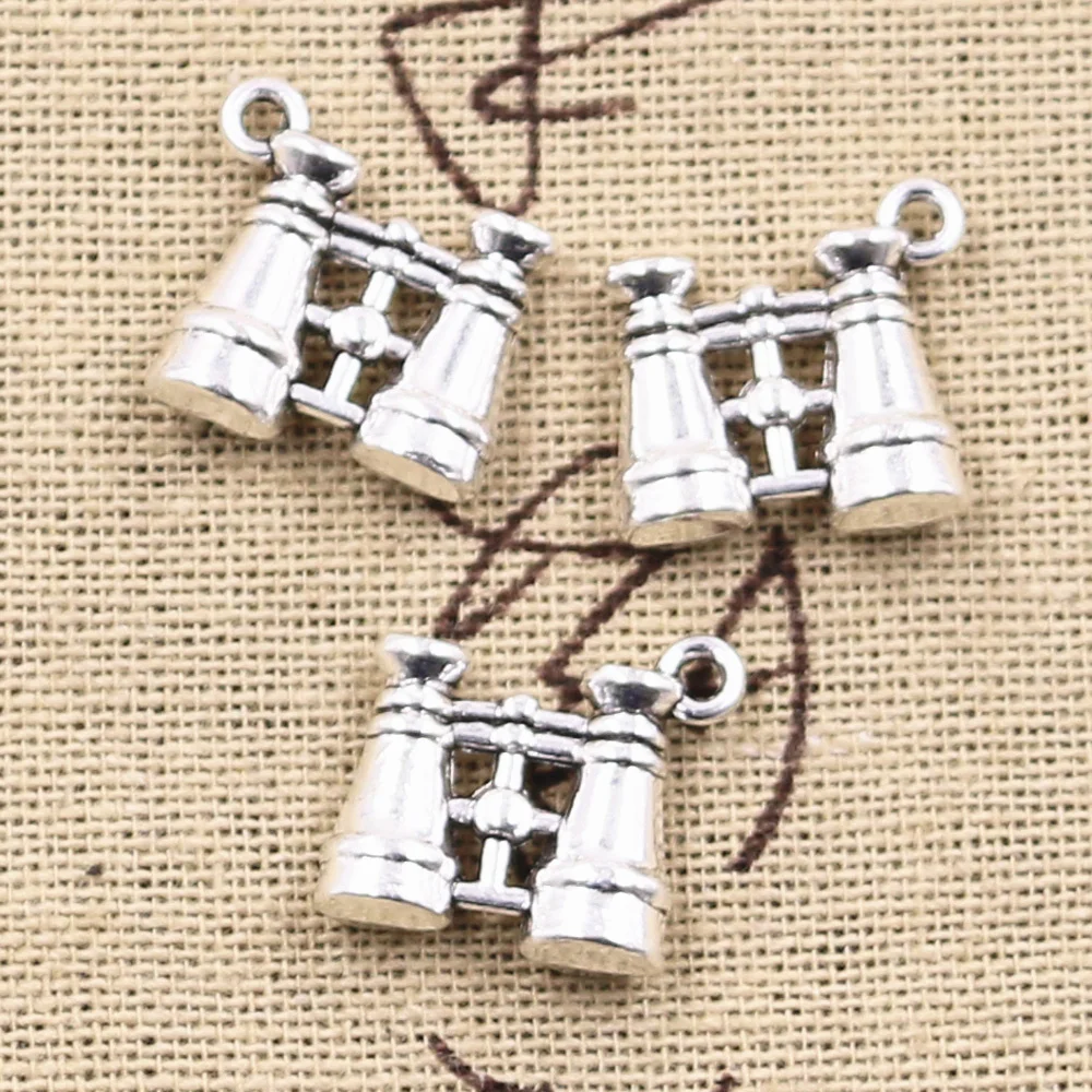 15pcs Charms Double Sided Telescope 15x15mm Antique Silver Color Pendants Tibetan Findings DIY Handmade Making Craft