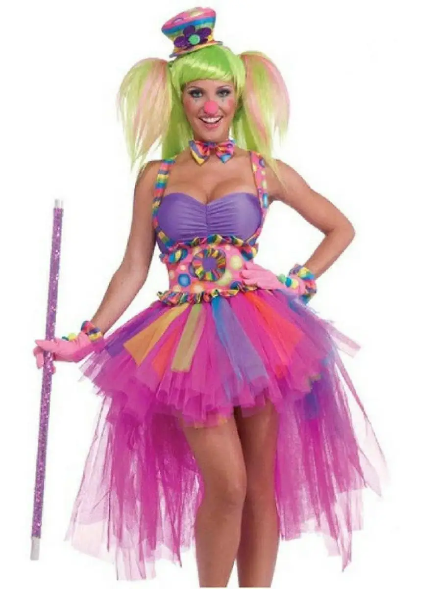 Costume de Clown couleur bonbon, tenue de princesse d'halloween, jupe bouffante, Costume de spectacle de cirque, vêtements de scène ethniques pour femmes